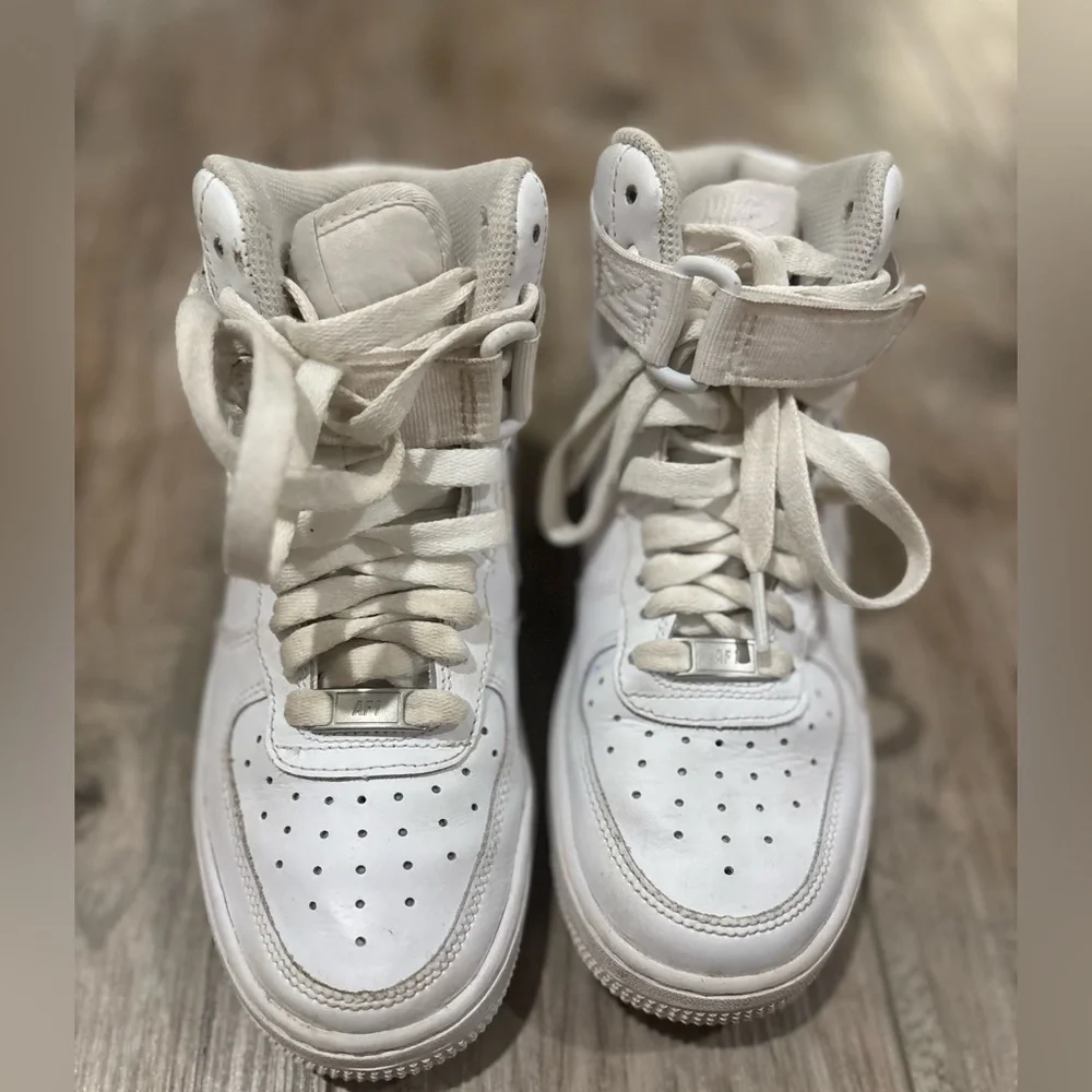 Nike Air Force 1s White High-Top Sneakers Size 4Y